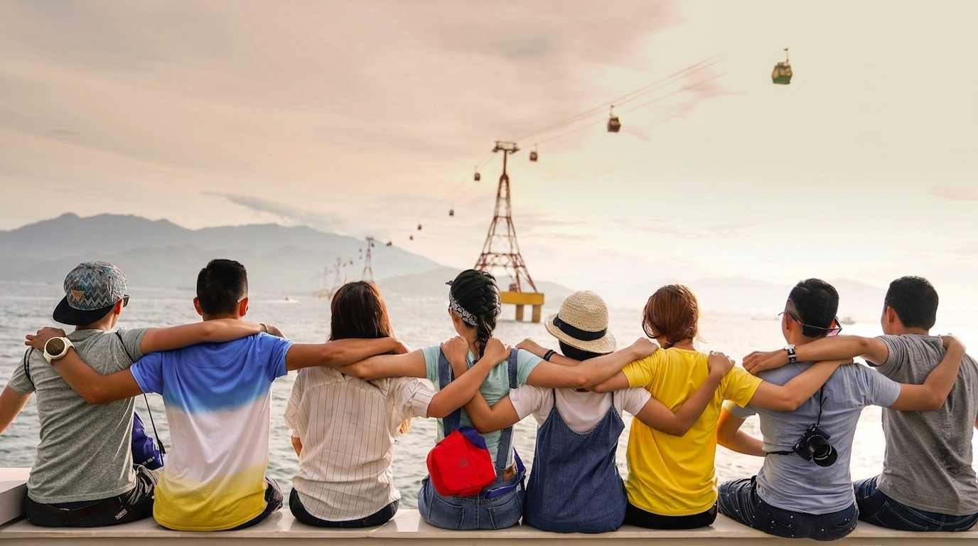 AI image merge result showing a smartwatch added to a travel photo